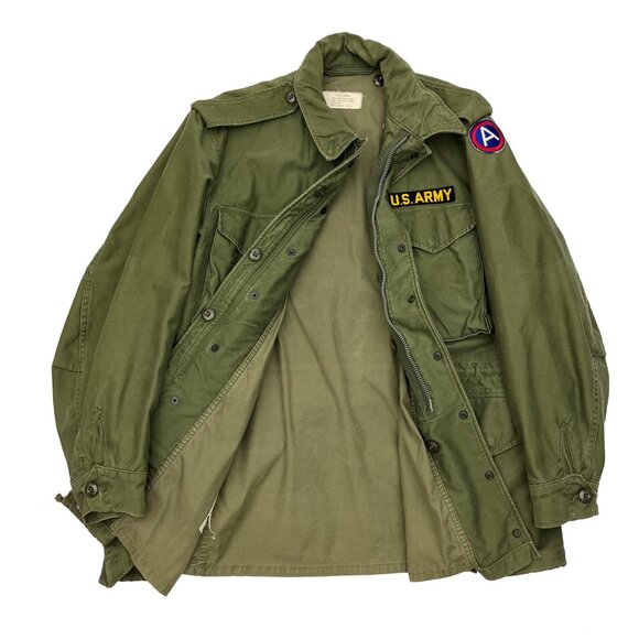Vintage US Army Jacket Medium Coat Wind Resistant Sateen Olive QM Shade 107 60s - Picture 6 of 6